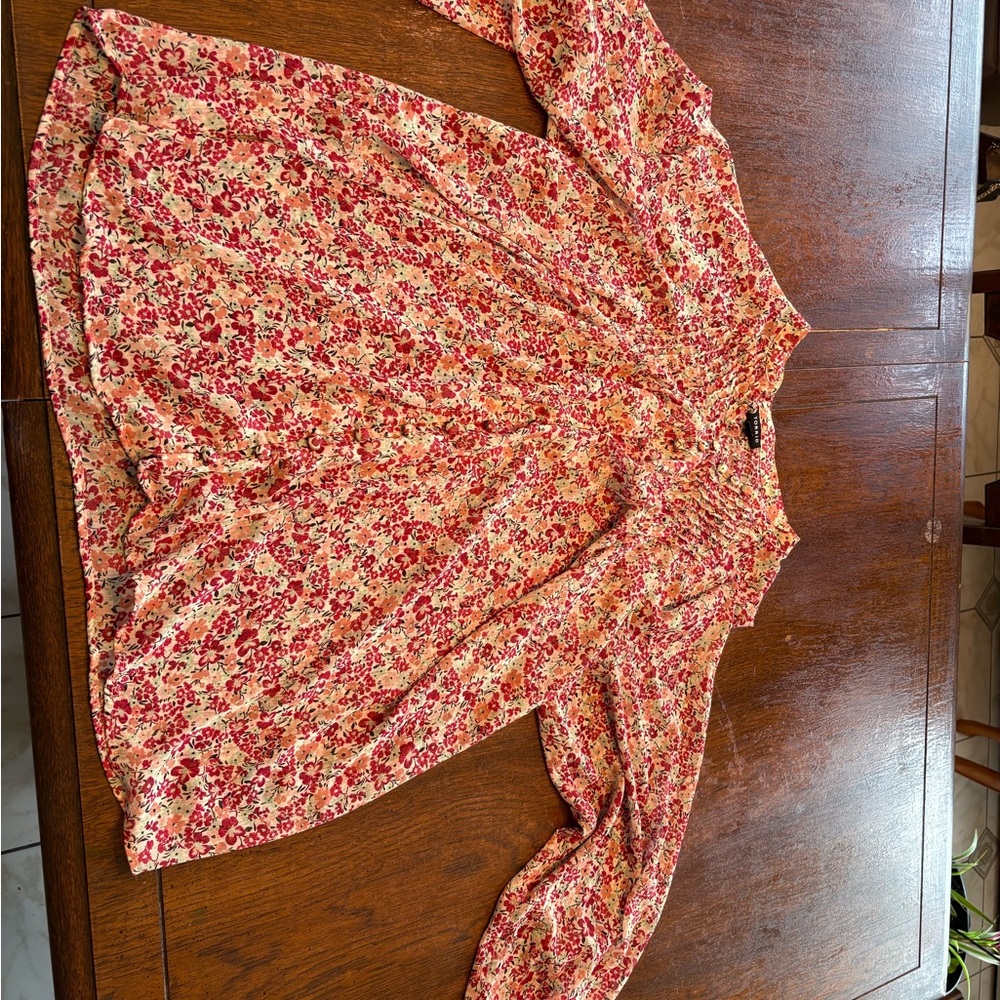 Torrid Floral Blouse in Red and Cream